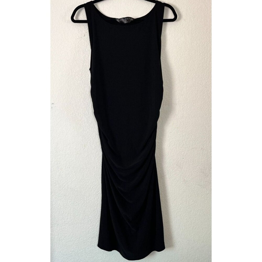 Kamali Kulture Women's Bodycon Ruched Cocktail Dress Sleeveless Black Size XL